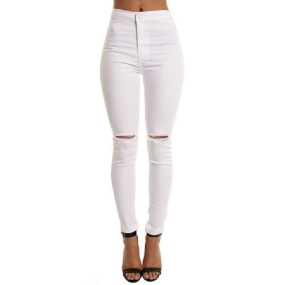 Forever 21 White Skinny Jeans Ripped
